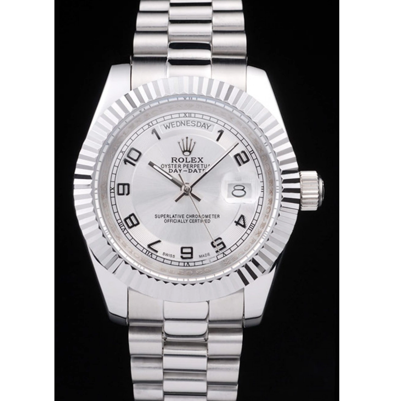 Good copy rolex watches Rolex Day-Date Stainless Dial Polished Steel White 0613